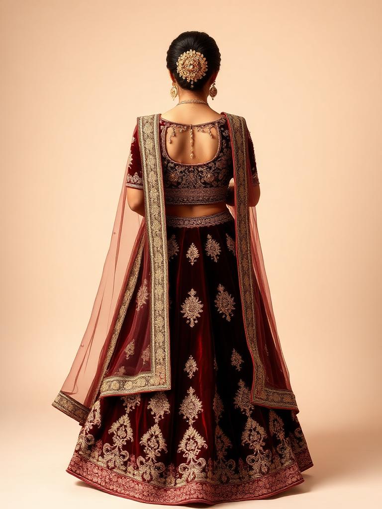 Rania Velvet Bridal Lehenga — view 2