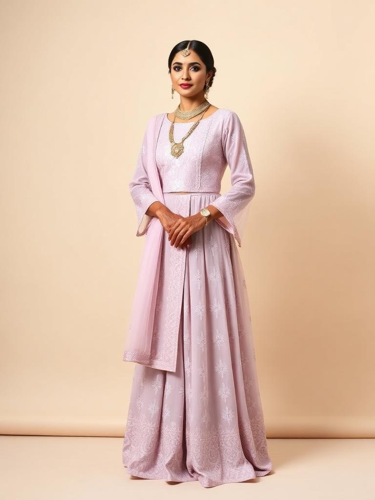Pastel Chikan Sharara Set