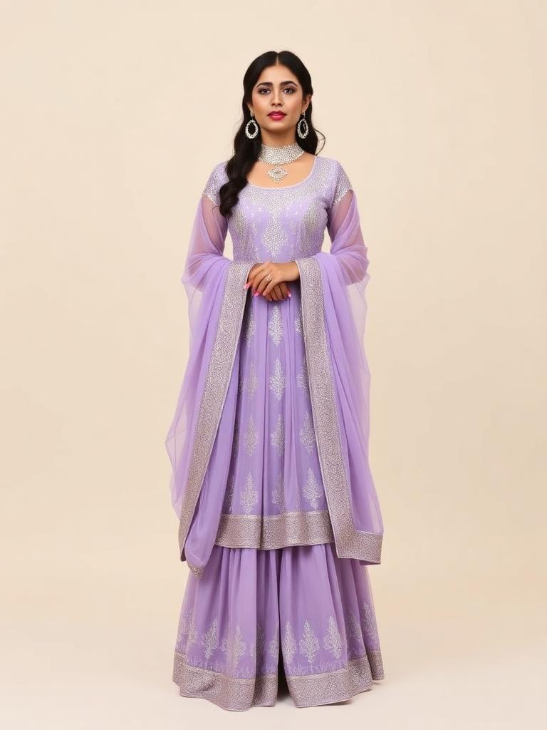 Lilac Silver Sharara Suit