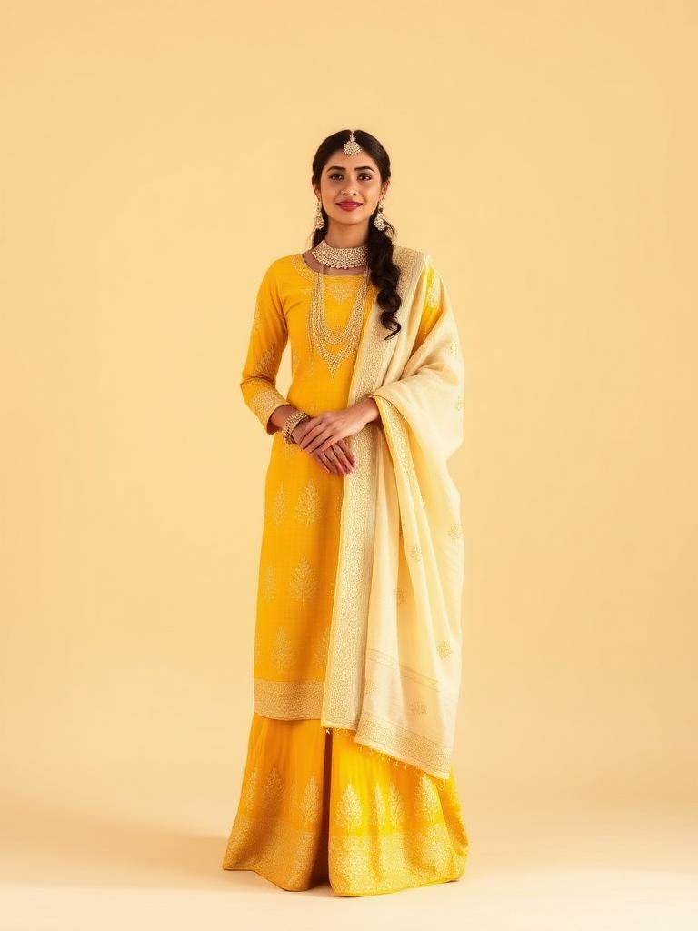 Mustard Gota Patti Suit