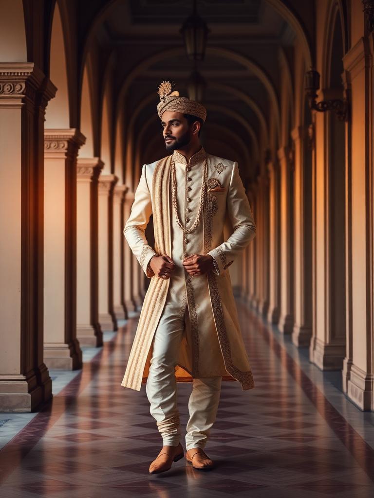 Rajvir Ivory Silk Sherwani — view 2
