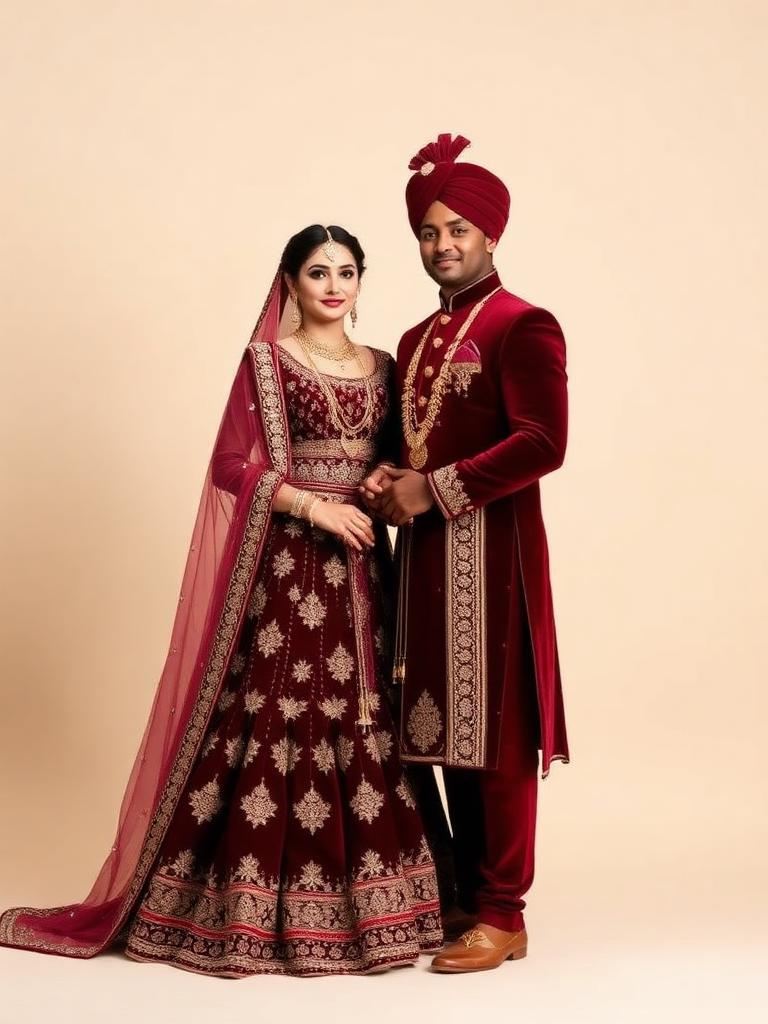 Regal Maroon Couple Set